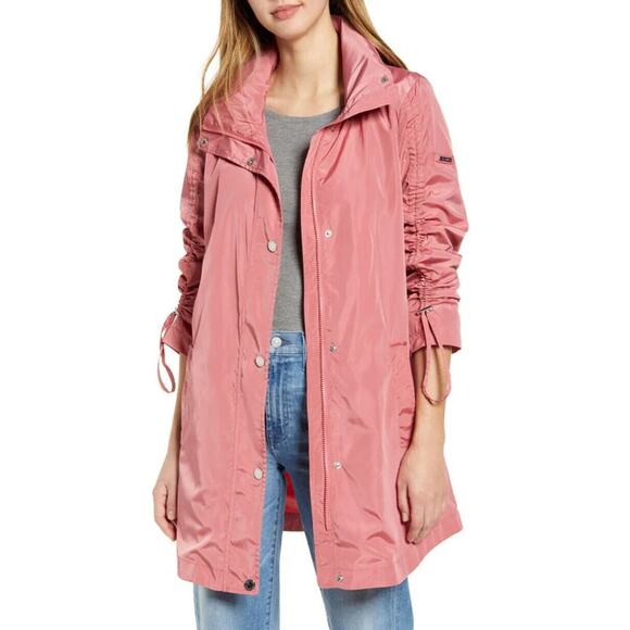 Via Spiga NWT Women Pink Packable Hooded Raincoat Jacket S